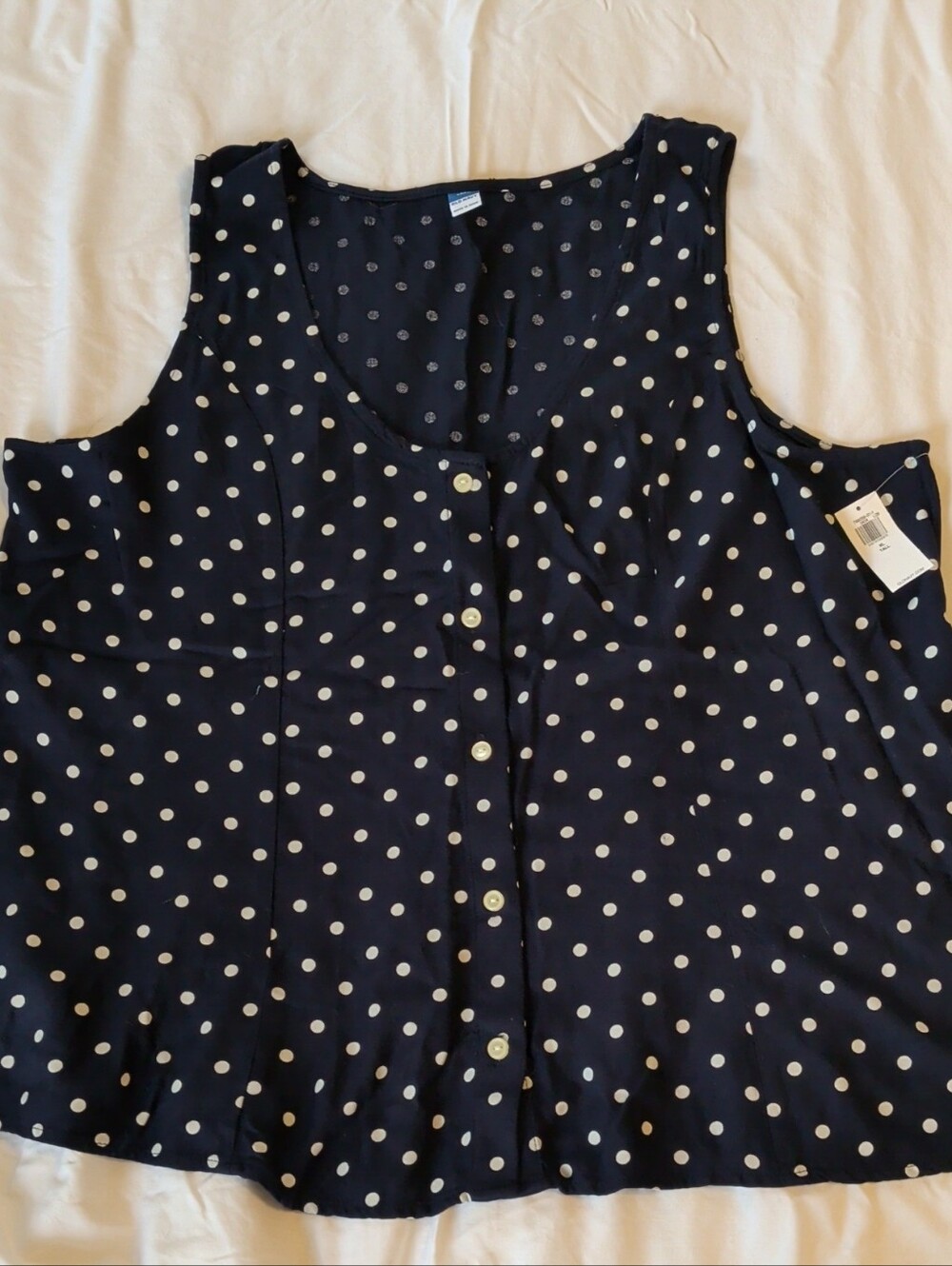 Old Navy - XL Tall - Navy and White Polka Dot Tank Top